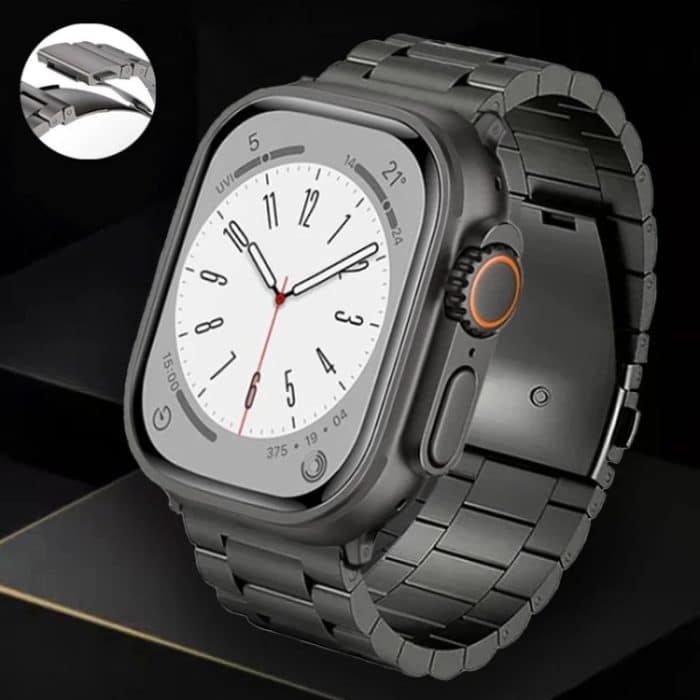 Uhrenarmband aus Titanlegierung mit 3-Perlen-Flachschnalle, For Apple Watch SE 2023 44mm, For Apple Watch SE 2023 40mm, For Apple Watch Ultra 2 49mm, For Apple Watch Series 9 45mm, For Apple Watch Series 9 41mm, For Apple Watch Ultra 49mm... – Bild 3