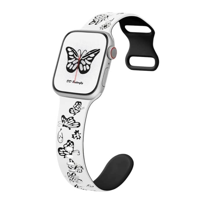 Buntes Silikon-Uhrenarmband mit 8-förmiger Schnalle und Schmetterlingsmuster, For Apple Watch Series 5 44mm, For Apple Watch Series 5 40mm, For Apple Watch Series 4 44mm, For Apple Watch Series 4 40mm, For Apple Watch Series 3 38mm... – Bild 1