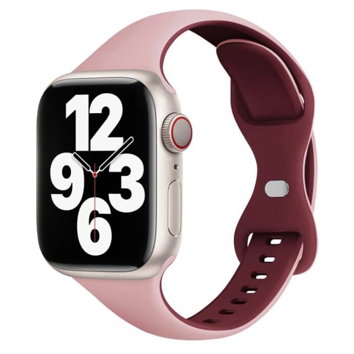 Zweifarbiges, schmales Uhrenarmband aus Silikon mit Schmetterlingsschnalle, For Apple Watch Series 7 41mm, For Apple Watch Series 7 45mm, For Apple Watch SE 40mm, For Apple Watch SE 44mm, For Apple Watch Series 6 40mm, For Apple Watch Series 6 44mm – Bild 1