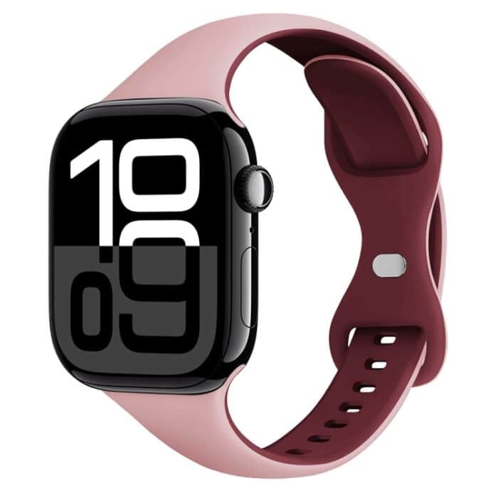 Zweifarbiges, schmales Uhrenarmband aus Silikon mit Schmetterlingsschnalle, For Apple Watch Series 10 46mm, For Apple Watch Series 10 42mm, For Apple Watch SE 2023 44mm, For Apple Watch SE 2023 40mm, For Apple Watch Ultra 2 49mm... – Bild 1