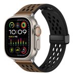 Uhrenarmband aus PU-Leder mit Faltschließe im Lochstil, For Apple Watch Series 10 46mm, For Apple Watch Series 10 42mm, For Apple Watch SE 2023 44mm, For Apple Watch SE 2023 40mm, For Apple Watch Ultra 2 49mm, For Apple Watch Series 9 45mm...