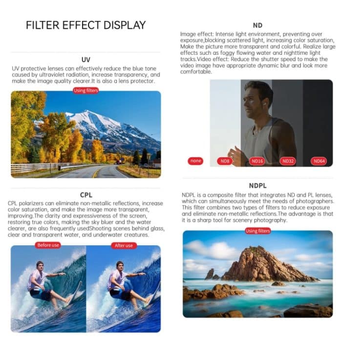 Für DJI Osmo Action 4 JUNESTAR Kameraobjektivfilter mit Gewinde, MCUV, CPL, ND8, ND16, ND32, ND64, ND1000, ND8PL, ND16PL, ND32PL, ND64PL, NIGHT, STAR, Streak Gold Drawing, Streak Blue Drawing, Macro 15X, Pink Diving Filter, Magenta Diving Filter... – Bild 4