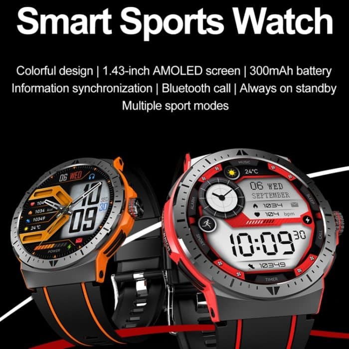 LEMFO HK52 1,43 Zoll BT5.3 IP68 Sport-Smartwatch, unterstützt Bluetooth-Anruf-/Nachrichtenbenachrichtigung/Herzfrequenz-/Blutdruck-Gesundheitsmonitor – Bild 3