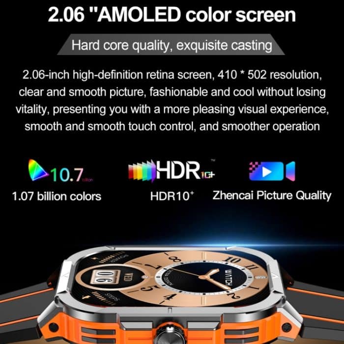 LEMFO HK56 2,06 Zoll BT5.3 IP68 Sport-Smartwatch, unterstützt Bluetooth-Anruf-/Nachrichtenbenachrichtigung/Herzfrequenz-/Blutdruck-Gesundheitsmonitor – Bild 4