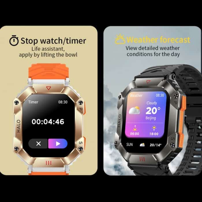 LEMFO KR80 2,0 Zoll BT5.1 IP67 Sport-Smartwatch, unterstützt Bluetooth-Anrufe/Schlaf/Blutsauerstoff/Herzfrequenz/Blutdruck-Gesundheitsmonitor – Bild 3