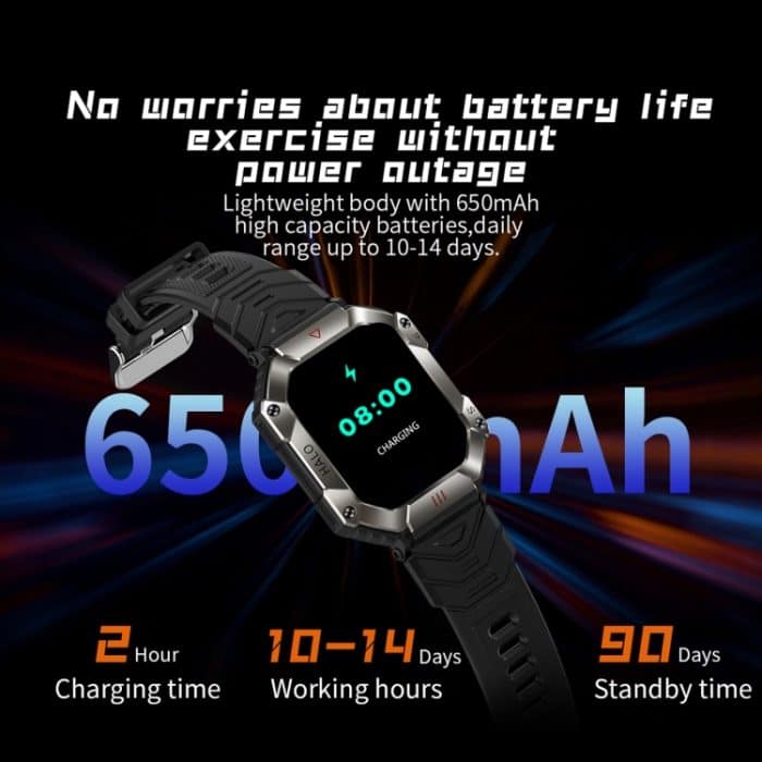 LEMFO KR80 2,0 Zoll BT5.1 IP67 Sport-Smartwatch, unterstützt Bluetooth-Anrufe/Schlaf/Blutsauerstoff/Herzfrequenz/Blutdruck-Gesundheitsmonitor – Bild 5