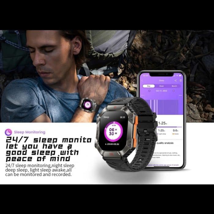 LEMFO KR80 2,0 Zoll BT5.1 IP67 Sport-Smartwatch, unterstützt Bluetooth-Anrufe/Schlaf/Blutsauerstoff/Herzfrequenz/Blutdruck-Gesundheitsmonitor – Bild 7