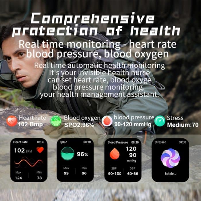 LEMFO KR80 2,0 Zoll BT5.1 IP67 Sport-Smartwatch, unterstützt Bluetooth-Anrufe/Schlaf/Blutsauerstoff/Herzfrequenz/Blutdruck-Gesundheitsmonitor – Bild 8