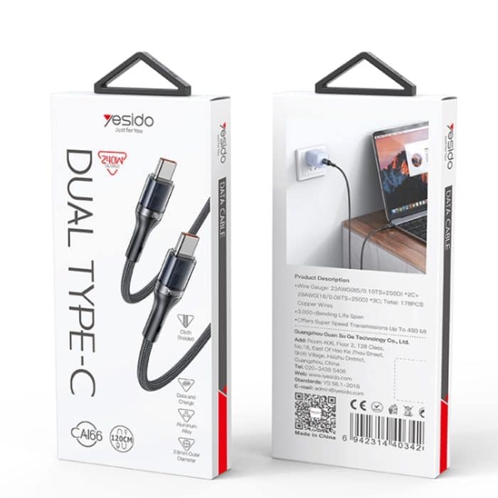 Yesido CA166 PD 240W USB-C / Typ-C auf USB-C / Typ-C Superschnelles Ladedatenkabel – Bild 8