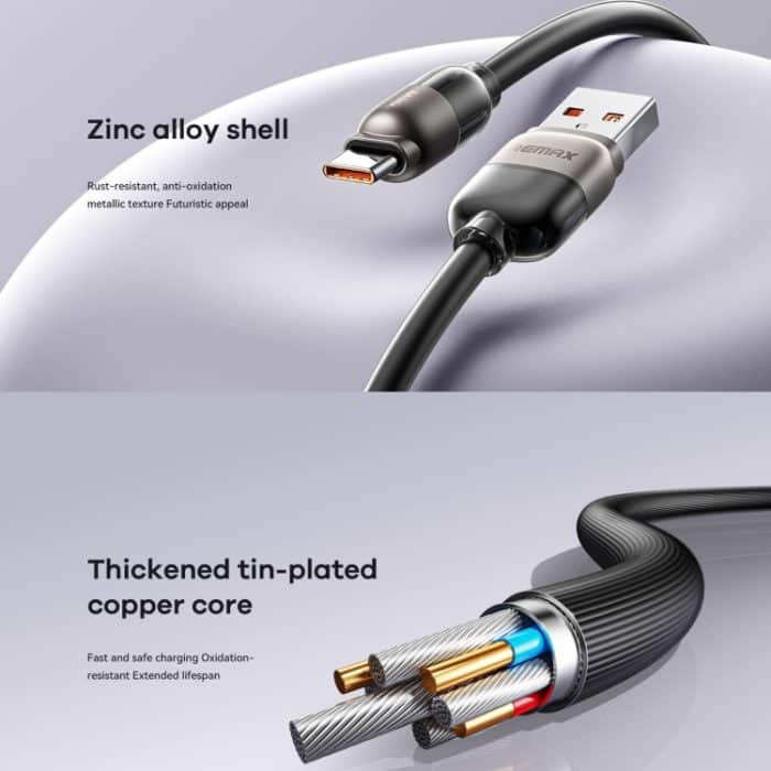 REMAX RC-C038 Capsule 1,2 m 66 W USB auf Typ-C PVC Schnellladekabel – Bild 3