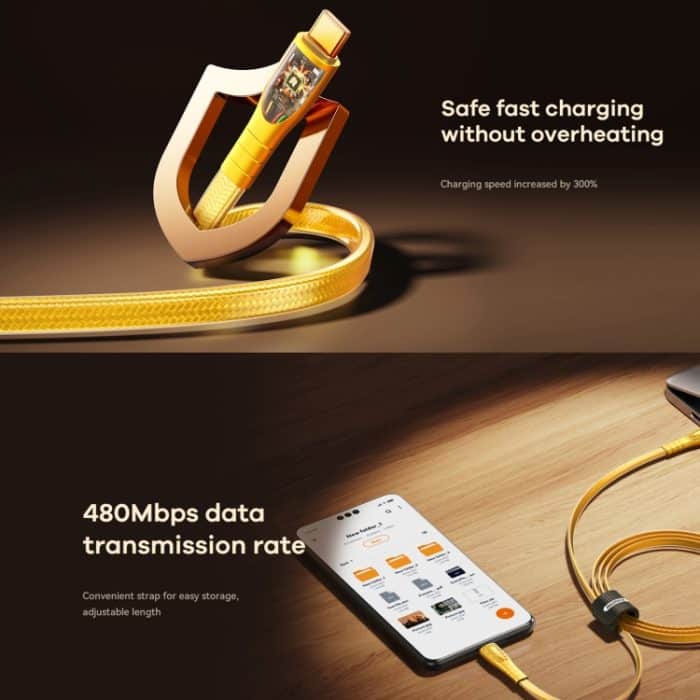 REMAX RC-C166 Prime 1,2 m 60 W Typ-C auf Typ-C geflochtenes Schnellladekabel – Bild 5