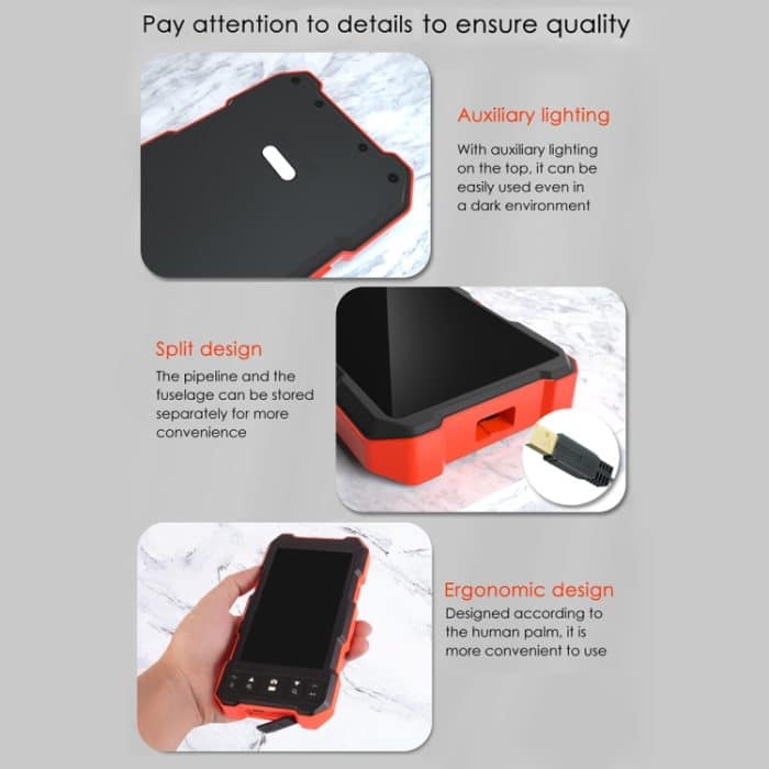 T21 4,5 Zoll IPS-Farbbildschirm 7,9 mm Dreifachkamera Split Hard Cable Industrie-Endoskop, 1m, 2m, 3.5m, 5m, 10m – Bild 8