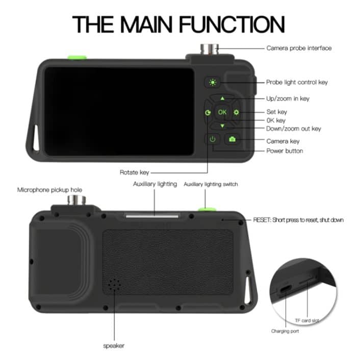 T22 4,5 Zoll IPS Farbbildschirm 5,5 mm Dualkamera Hartkabel Industrie-Endoskop, 1m, 2m, 3.5m, 5m – Bild 9