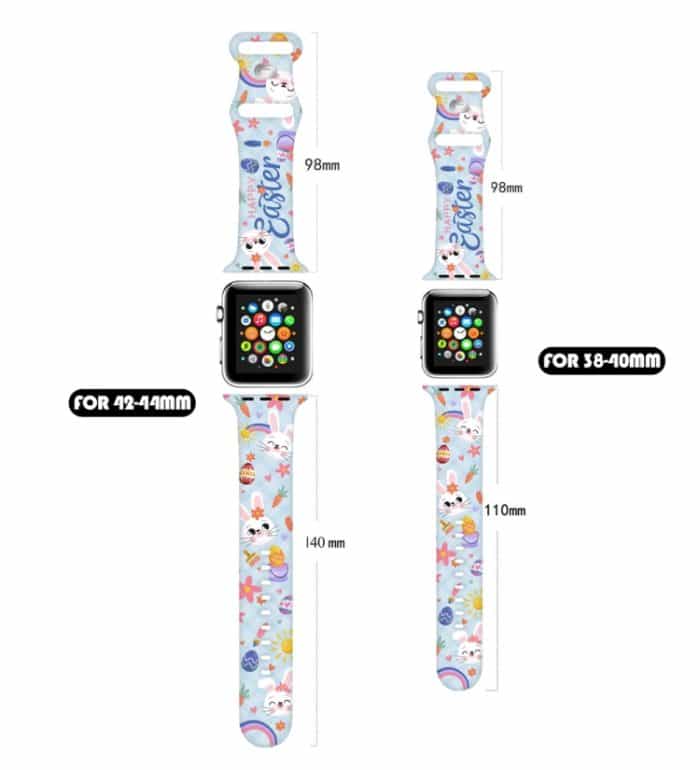 Uhrenarmband aus Silikon mit Schmetterlingsschnalle und Oster-Print, For Apple Watch SE 2023 44mm, For Apple Watch SE 2023 40mm, For Apple Watch Ultra 2 49mm, For Apple Watch Series 9 45mm, For Apple Watch Series 9 41mm, For Apple Watch Ultra 49mm – Bild 5