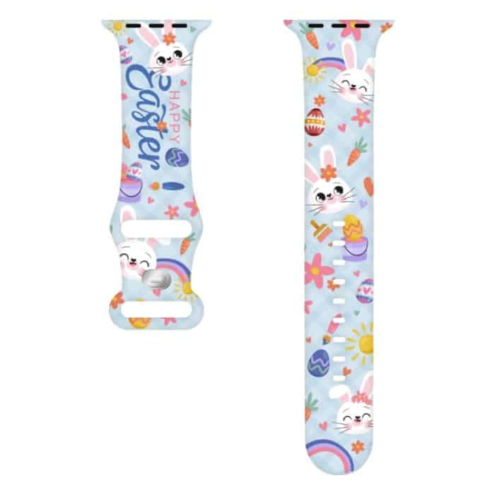 Uhrenarmband aus Silikon mit Schmetterlingsschnalle und Oster-Print, For Apple Watch SE 40mm, For Apple Watch SE 44mm, For Apple Watch Series 6 40mm, For Apple Watch Series 6 44mm, For Apple Watch Series 5 44mm, For Apple Watch Series 5 40mm – Bild 4