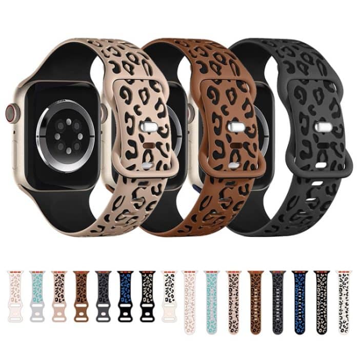 Konkaves Silikon-Uhrenarmband mit Leopardenmuster, For Apple Watch Series 8 41mm, For Apple Watch Series 8 45mm, For Apple Watch SE 2022 40mm, For Apple Watch SE 2022 44mm, For Apple Watch Series 7 41mm, For Apple Watch Series 7 45mm – Bild 2
