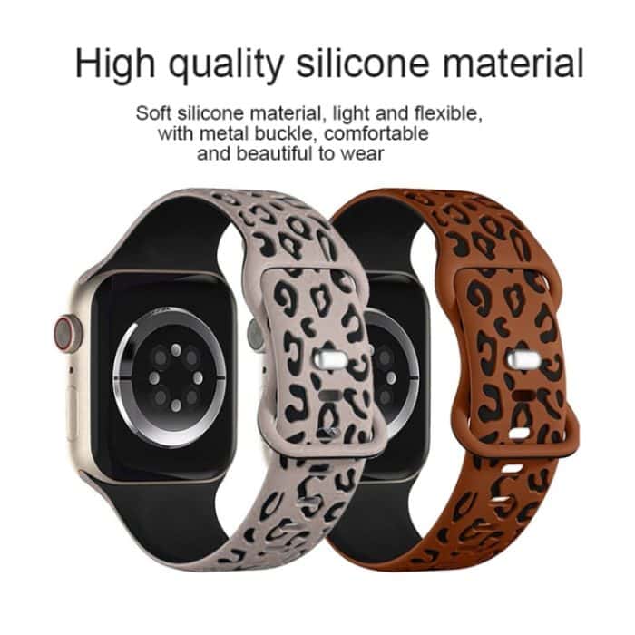 Konkaves Silikon-Uhrenarmband mit Leopardenmuster, For Apple Watch Series 8 41mm, For Apple Watch Series 8 45mm, For Apple Watch SE 2022 40mm, For Apple Watch SE 2022 44mm, For Apple Watch Series 7 41mm, For Apple Watch Series 7 45mm – Bild 6