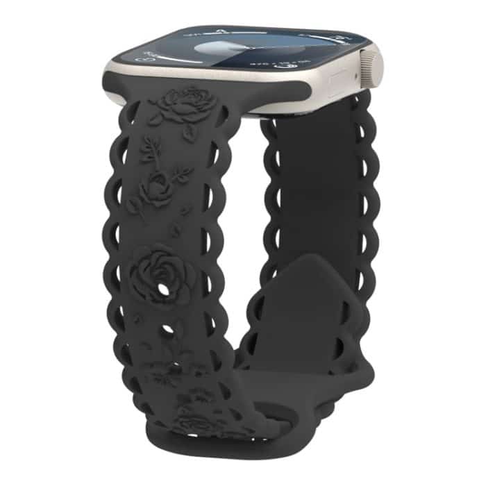 Uhrenarmband aus Silikon mit 3D-Rosenprägung, For Apple Watch Series 8 41mm, For Apple Watch Series 8 45mm, For Apple Watch SE 2022 40mm – Bild 1