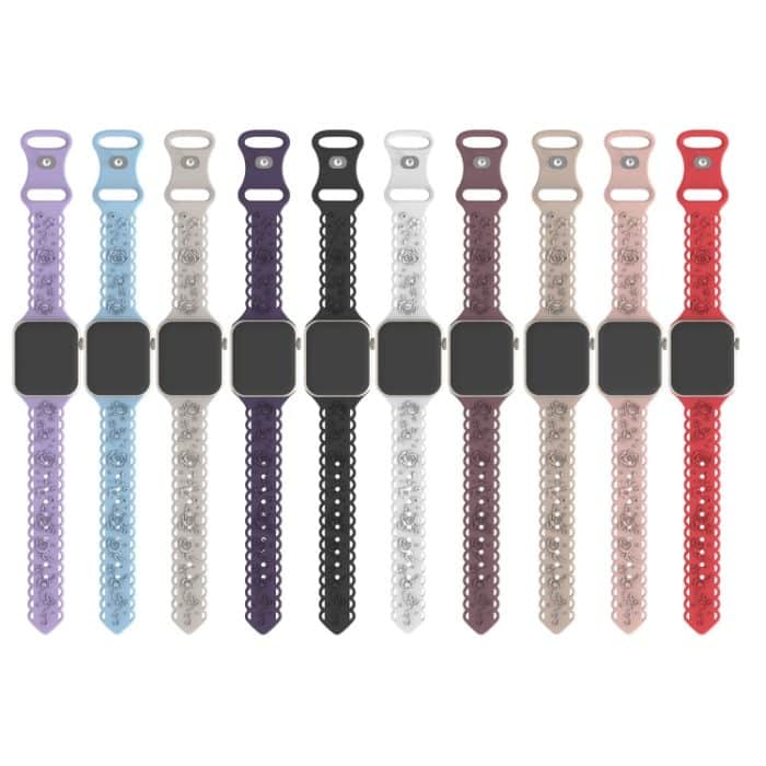 Uhrenarmband aus Silikon mit 3D-Rosenprägung, For Apple Watch SE 40mm, For Apple Watch SE 44mm, For Apple Watch Series 6 40mm – Bild 3