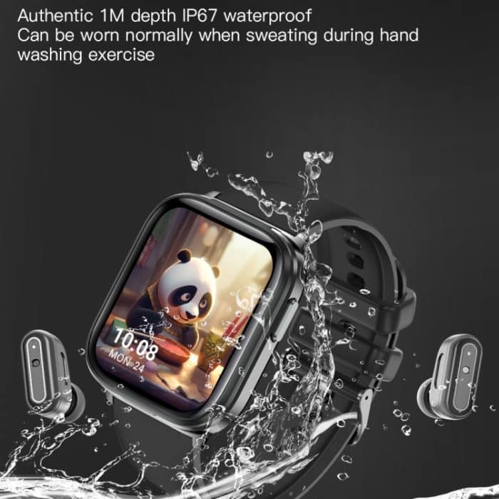X9 1,85 Zoll quadratischer Bildschirm 2 in 1 Bluetooth-Kopfhörer Smart Watch – Bild 2
