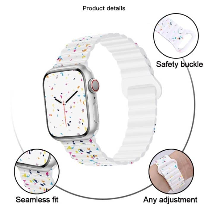 Magnetisches Uhrenarmband aus Silikon mit bunten Punkten, For Apple Watch Series 8 45mm, For Apple Watch SE 2022 40mm, For Apple Watch SE 2022 44mm, For Apple Watch Series 7 41mm, For Apple Watch Series 7 45mm, For Apple Watch SE 40mm... – Bild 3