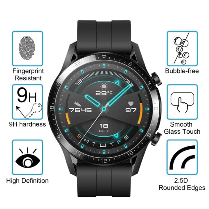 Displayschutzfolie aus gehärtetem Glas für Smartwatches, For Huawei Watch GT 2 46mm – Bild 3