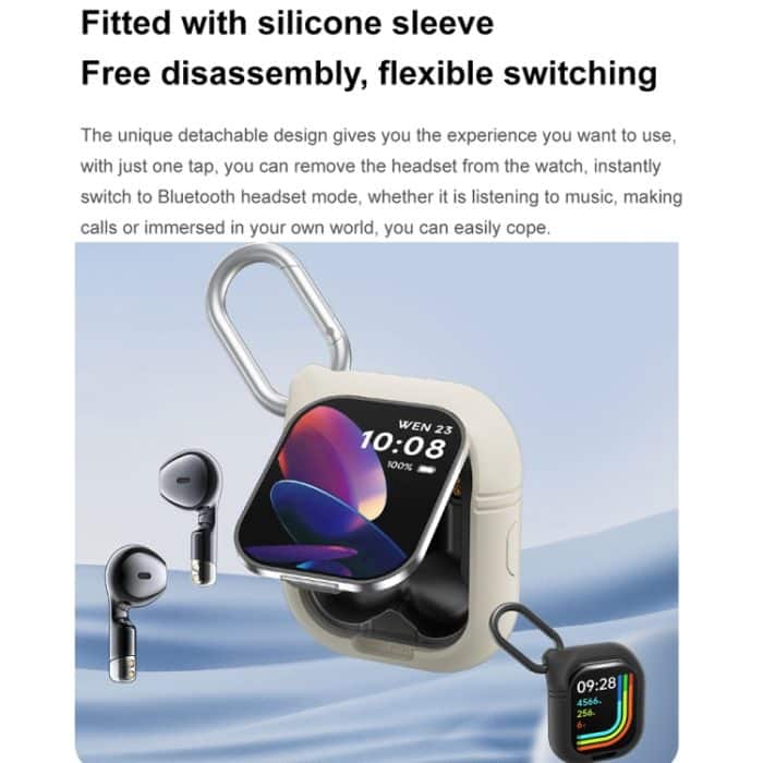 D8 Pro 2,01 Zoll 2-in-1-Smartwatch mit Bluetooth-Kopfhörer, Stahlarmband, unterstützt NFC mit Abdeckung – Bild 4