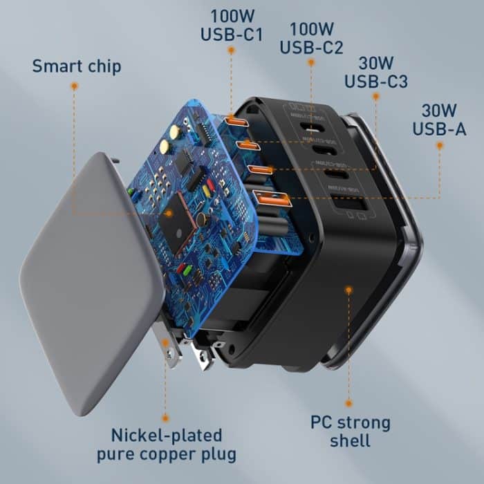 LDNIO Q408 100 W GaN USB+3 USB-C / Typ-C Schnittstellenladegerät mit 100 W USB-C / Typ-C auf USB-C / Typ-C Datenkabel – Bild 11