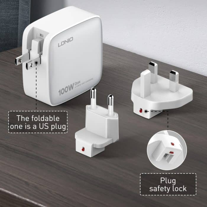 LDNIO Q408 100 W GaN USB+3 USB-C / Typ-C Schnittstellenladegerät mit 100 W USB-C / Typ-C auf USB-C / Typ-C Datenkabel – Bild 12