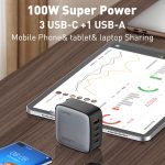 LDNIO Q408 100 W GaN USB+3 USB-C / Typ-C Schnittstellenladegerät mit 100 W USB-C / Typ-C auf USB-C / Typ-C Datenkabel – Bild 3