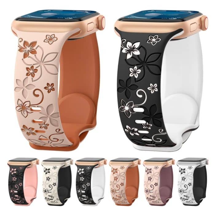Bauhinia Zweifarbiges geprägtes Silikon-Uhrenarmband, For Apple Watch SE 2023 44mm, For Apple Watch SE 2023 40mm, For Apple Watch Ultra 2 49mm, For Apple Watch Series 9 45mm, For Apple Watch Series 9 41mm, For Apple Watch Ultra 49mm... – Bild 2