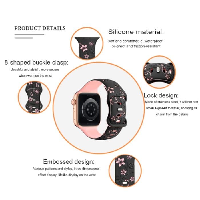 Bauhinia Zweifarbiges geprägtes Silikon-Uhrenarmband, For Apple Watch SE 2022 40mm, For Apple Watch SE 2022 44mm, For Apple Watch Series 7 41mm, For Apple Watch Series 7 45mm, For Apple Watch SE 40mm, For Apple Watch SE 44mm, For Apple Watch Series 6 4... – Bild 5