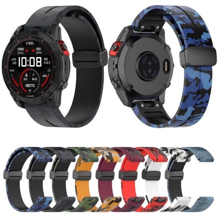 Magnetisches, faltbares Uhrenarmband aus Silikon mit schwarzer Schnalle und farbigem Aufdruck, For Garmin Fenix 7X, For Garmin Fenix 7, For Garmin Fenix 7S – Bild 2