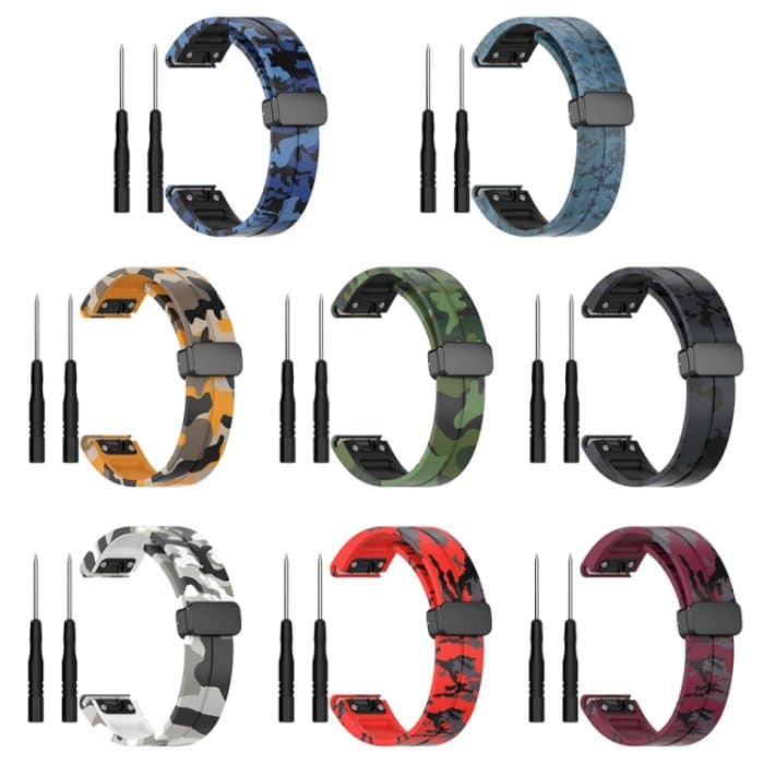 Magnetisches, faltbares Uhrenarmband aus Silikon mit schwarzer Schnalle und farbigem Aufdruck, For Garmin Fenix 7X, For Garmin Fenix 7, For Garmin Fenix 7S – Bild 3