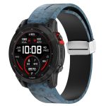 Magnetisches, faltbares Uhrenarmband aus Silikon mit silberner Schnalle und farbigem Aufdruck, For Garmin Fenix 7X, For Garmin Fenix 7, For Garmin Fenix 7S