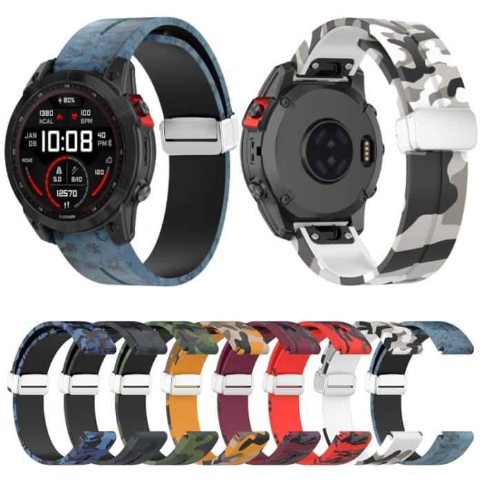 Magnetisches, faltbares Uhrenarmband aus Silikon mit silberner Schnalle und farbigem Aufdruck, For Garmin Fenix 7X, For Garmin Fenix 7, For Garmin Fenix 7S – Bild 2