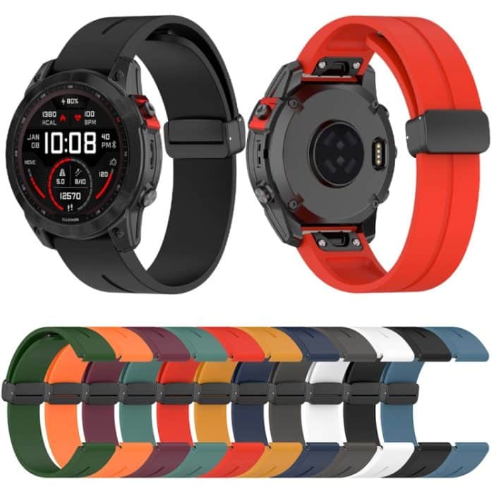 Magnetisches, faltbares Uhrenarmband aus Silikon mit schwarzer Schnalle, For Garmin Fenix 7X, For Garmin Fenix 7, For Garmin Fenix 7S – Bild 2