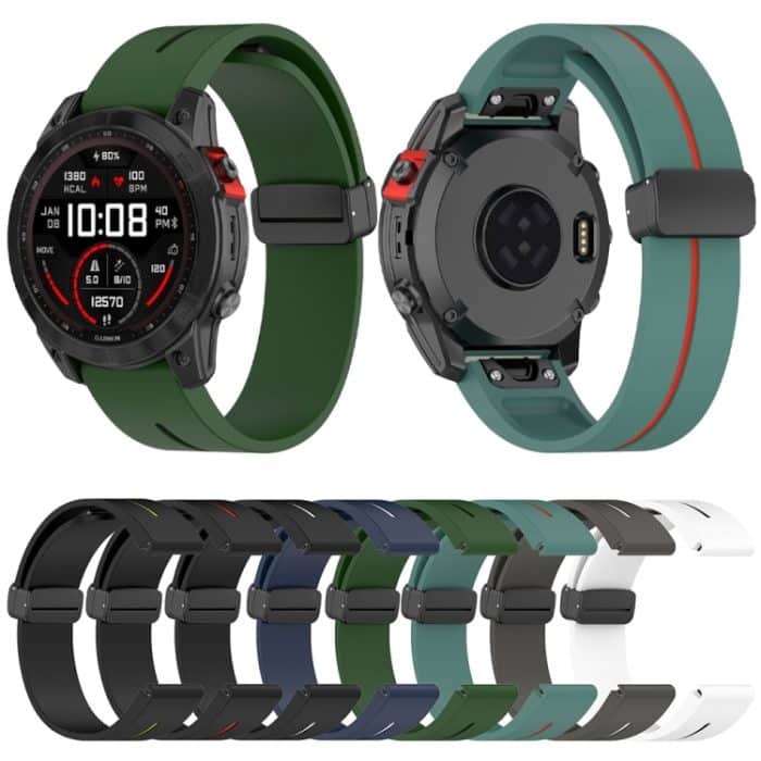 Zweifarbiges, magnetisches, faltbares Uhrenarmband aus Silikon mit schwarzer Schnalle, For Garmin Fenix 7X, For Garmin Fenix 7, For Garmin Fenix 7S – Bild 2