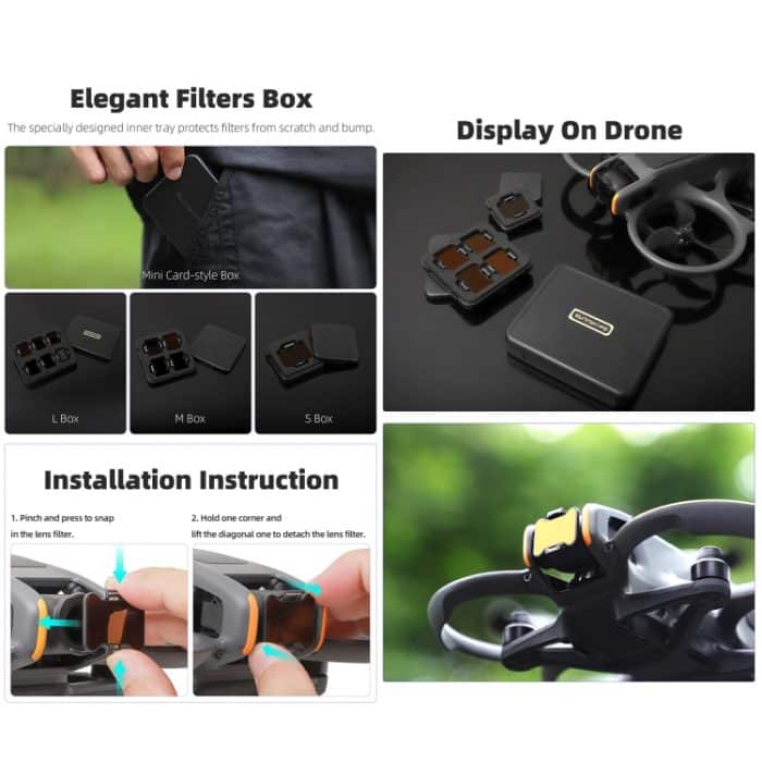 Für DJI Avata 2 Sunnylife Kameraobjektivfilter, MCUV, ND8, ND16, ND32, ND64, ND128, 4 in 1 ND8/16/32/64, 5 in 1 ND8/16/32/64/128, 4 in 1 MCUV ND8/16/32, 6 in 1 MCUV ND8/16/32/64/128 – Bild 5