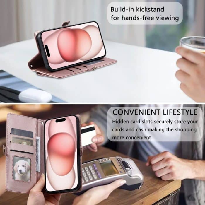 Brieftasche Leder-Telefonhülle mit mehreren Kartenfächern, For iPhone 14 Plus, For iPhone 14, For iPhone 14 Pro, For iPhone 14 Pro Max – Bild 7