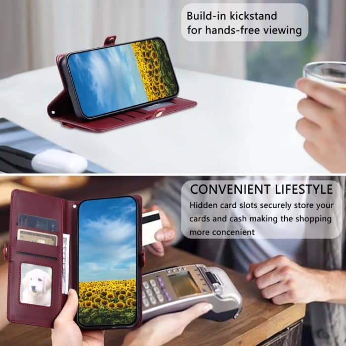 Brieftasche Leder-Telefonhülle mit mehreren Kartenfächern, For iPhone 16e, For iPhone 16 Pro Max, For iPhone 16 Pro, For iPhone 16 Plus – Bild 9