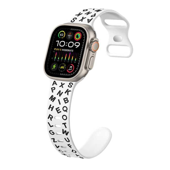 Silikon-Uhrenarmband mit Schmetterlingsschnalle im englischen Buchstabenstil, For Apple Watch Ultra 2 49mm, For Apple Watch Series 9 45mm – Bild 1