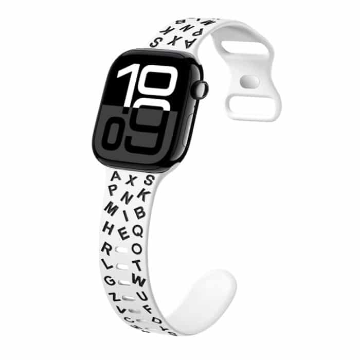 Silikon-Uhrenarmband mit Schmetterlingsschnalle im englischen Buchstabenstil, For Apple Watch Series 10 46mm, For Apple Watch Series 10 42mm – Bild 1