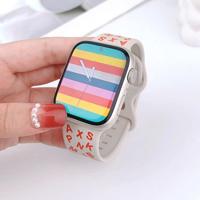 Silikon-Uhrenarmband mit Schmetterlingsschnalle im englischen Buchstabenstil, For Apple Watch Series 3 38mm, For Apple Watch Series 3 42mm – Bild 5