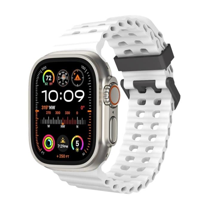 Ocean Silikon-Uhrenarmband mit zweireihigem Loch, For Apple Watch Ultra 49mm, For Apple Watch Series 8 45mm, For Apple Watch SE 2022 44mm – Bild 1