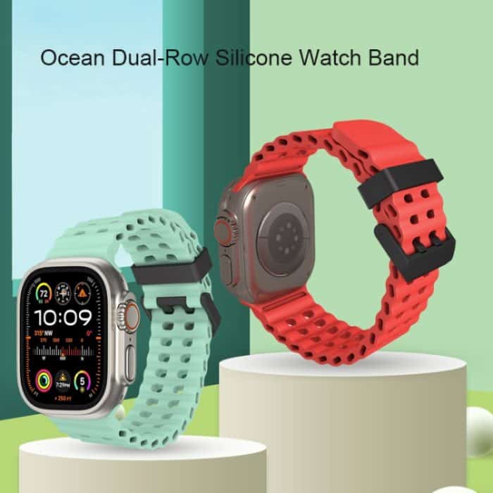 Ocean Silikon-Uhrenarmband mit zweireihigem Loch, For Apple Watch Ultra 49mm, For Apple Watch Series 8 45mm, For Apple Watch SE 2022 44mm – Bild 6