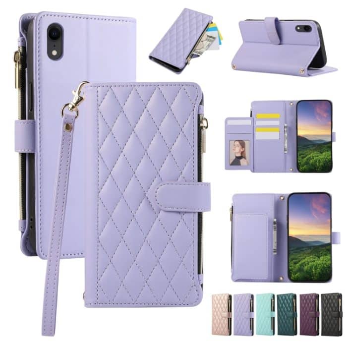 Rhombic Reißverschluss Brieftasche Leder Handyhülle, For iPhone 7 / 8 / SE 2022, For iPhone 13 Pro Max, For iPhone 13 Pro, For iPhone 13 – Bild 1