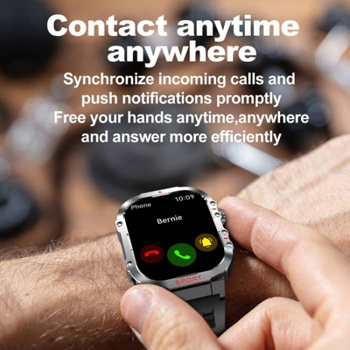 G45 2,01-Zoll-Bildschirm, Silikonarmband, 10 m wasserdichte Smartwatch, unterstützt Taschenlampe / Bluetooth-Anruf / HRV – Bild 14