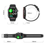 G45 2,01-Zoll-Bildschirm, Silikonarmband, 10 m wasserdichte Smartwatch, unterstützt Taschenlampe / Bluetooth-Anruf / HRV – Bild 4