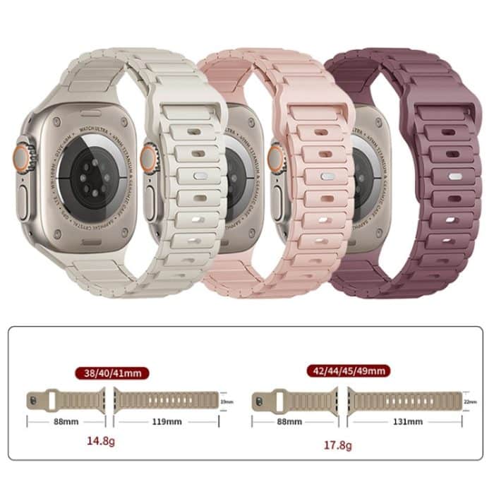 Silikon-Uhrenarmband mit drei Perlen und Schnalle, For Apple Watch SE 2022 44mm, For Apple Watch Series 7 41mm, For Apple Watch Series 7 45mm – Bild 3